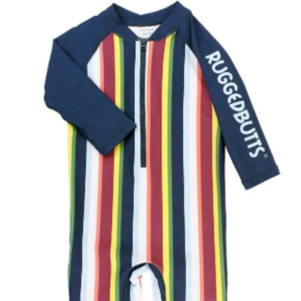 RuggedButts - Baby Boys RashGuard Swimsuit (Sunset Stripe)